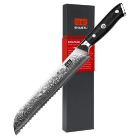 SZPCS-2017-030E SHAN ZU Bread Knife Steel Damascus Serrated