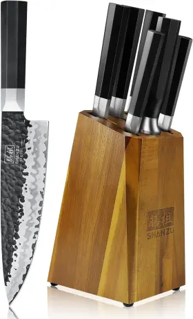 SZEST-2023-014-6 SHAN ZU Knife Set Kitchen Block Sharpener