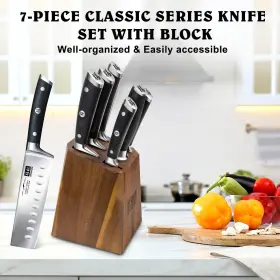 SZT-2021-001 SHAN ZU Kitchen Knife Set Block Wooden Steel