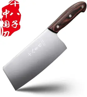 S2308-B SHI BA ZI ZUO Wooden Handle Steel Blade Cleaver Knife