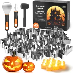 781454924608 SHUTTLE ART Pumpkin Carving Steel Stencils Wit