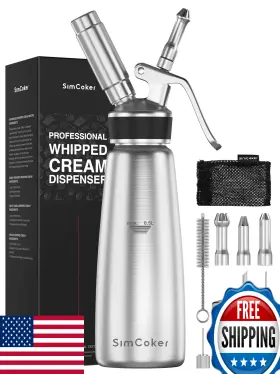 B0DD3RLCTR SIMCOKER Steel Whipped Cream Dispenser Injector