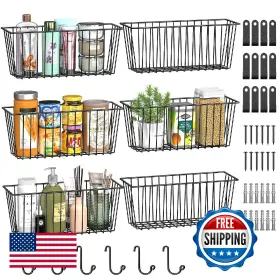 B0D6FJKQ2D SIMPLE TRENDING Wall Mount Wire Baskets Hooks