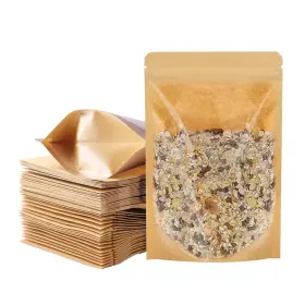 B0BLZ9SSV7 SIXWEKIT Kraft Paper Stand Up Food Bags Window