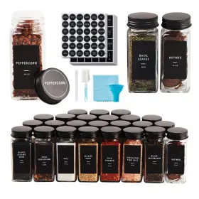 B0BNHH4H5H SKIILEOR Glass Spice Jars Lids Labels Square