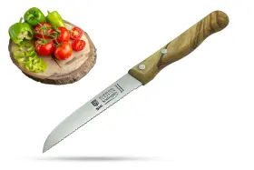 713937819378 WOOD Tomato Knife Paring Serrated Handle #3