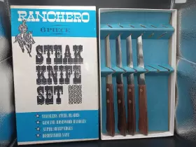 39166 WOOD Set Ranchero Steak Knives Handle Box