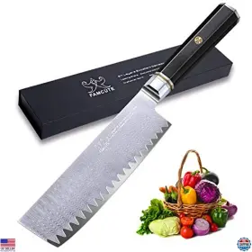 B08DV91ZK4 STANLEY Damascus Nakiri Knife Octagonal Ebony