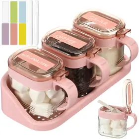 B0DT45HCZJ SUCLAIN Sugar Coffee Container Set Glass Condiment