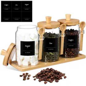 B0FWQ1KZ84 SUCLAIN Glass Coffee Container Wooden Lid Spoon