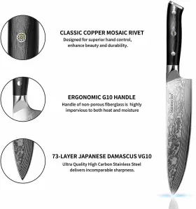 Z1010101S-CNC-10USE SUNNECKO Kitchen Knife Set Chef Damascus