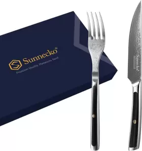 Z1420002S-1FS SUNNECKO Steak Knife Set Serrated Damascus Meat