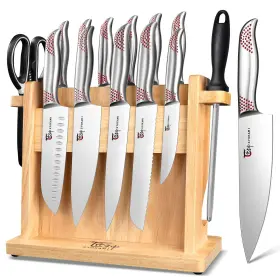 710638540174 SYOKAMI Kitchen Knife Set Wooden Block High Dent