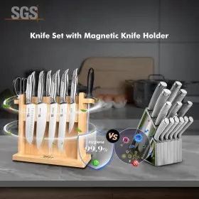 972822275147 SYOKAMI Kitchen Knife Set Block Magnetic Hol #2