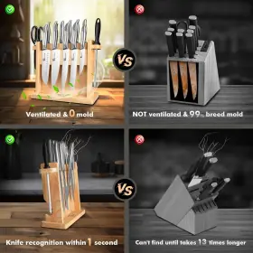 972822275147 SYOKAMI Kitchen Knife Set Block Magnetic Hol #3