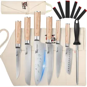 972822275376 SYOKAMI Chef Knife Set Kitchen Roll Bag Handle