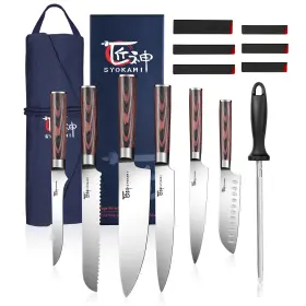 972822275642 SYOKAMI Chef Knife Set Kitchen Roll Bag Pakka