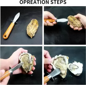 HD-001 TANMIVVY Oyster Shucking Knife Clam Wood Grain Handle #2