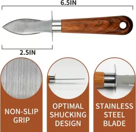 HD-001 TANMIVVY Oyster Shucking Knife Clam Wood Grain Handle #3