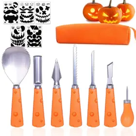 710667644133 TASPIRE Halloween Pumpkin Carving Tools Stencils