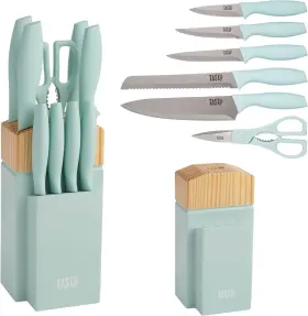 741393010961 TASTY Kitchen Knife Set Block Cutlery Aqua