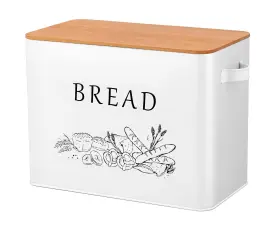 B09PFY6PK6 TEAMFAR Bread Box Wooden Lid Container Storage