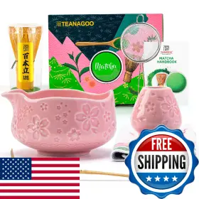 B0FDQVDGZ6 TEANAGOO Pink Matcha Whisk Set Cherry Blossom