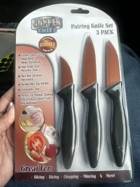 TEK279 TEKNO Copper Coated Steel Paring Knife Set Sharpening