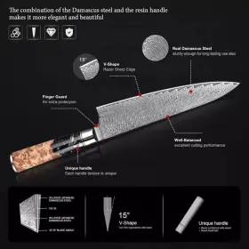 632793500896 THE EPICUREAN COOK Tidal Kitchen Knife Set Burl #2