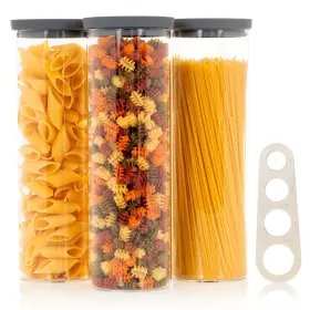 B0CLCTSZZV THE HAZEL PANTRY Glass Spaghetti Containers Lids