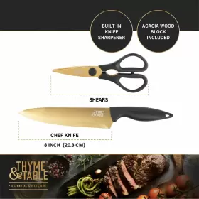 196557005626 THYME AND TABLE Essential Knife Block Set #3