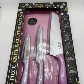 TT0541 THYME TABLE Knife Cutting Mat Set Festive Pink
