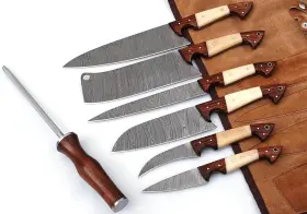14111 TOMMI KNIVES Damascus Handmade Kitchen Knife Set Steel
