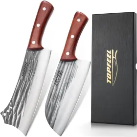 DK02 TOPFEEL Meat Cleaver Bone Chopper Knife Set Forged Hig