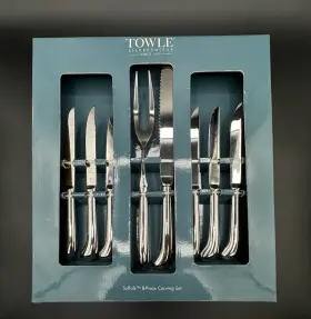 044228189567 TOWLE Silversmiths Suffolk Carving Set Steak