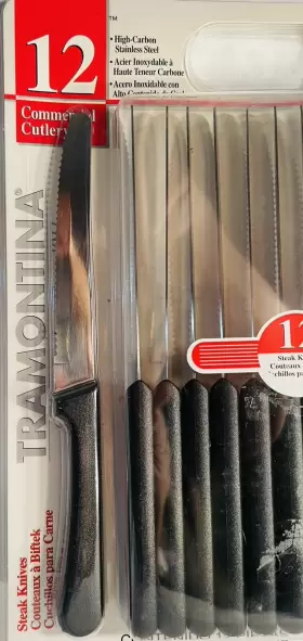 L-382-12 TRAMONTINA Steel Serrated Knifes Set Brazil Grilling #3