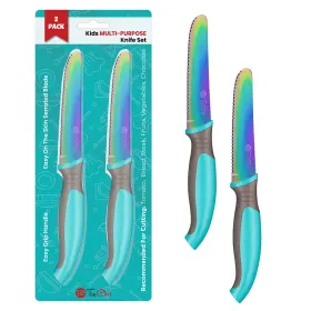 860008261342 TRUCHEF Kids Tomato Steak Knife Set Cooking Aqua