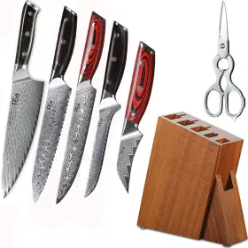 113162126-7P TURWHO Kitchen Knife Set Damascus Steel Chef