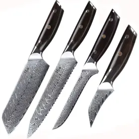 12131618ZHEB TURWHO Kitchen Knife Set Damascus Steel Santoku