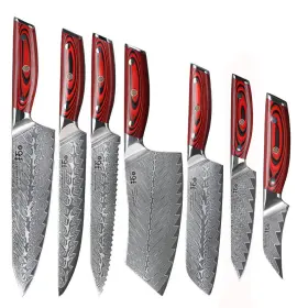 7P-RG10 TURWHO Kitchen Knife Damascus Steel Chef Cleaver Set