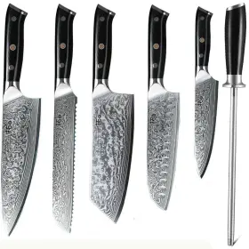 A00012346 TURWHO Cleaver Santoku Bread Chef Knife Damascus