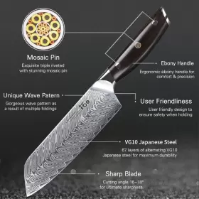 AH12347BS TURWHO Kitchen Knife Damascus Steel Chef Set Ebony #3