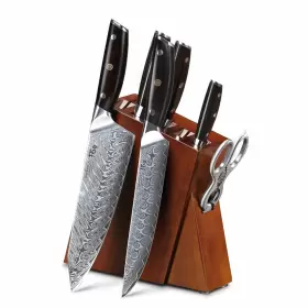 AH12347BS TURWHO Kitchen Knife Damascus Steel Chef Set Ebony