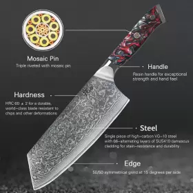 AUUUHH7 TURWHO Chef Knife Santoku Damascus Steel Kitchen Set #3