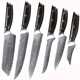 EB1278-US6P TURWHO Kitchen Knife Set Damascus Steel Santoku