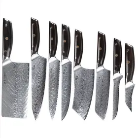 EBONY1-10-8P TURWHO Kitchen Chef Knife Santoku Damascus Steel