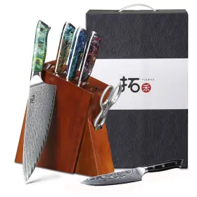 US79808106RS TURWHO Kitchen Chef Knife Block Set Damascus