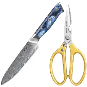 ZH10349A TURWHO Utility Knife Damascus Steel Chef Scissors