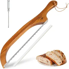313022434488 UIBKOR Wooden Bread Bow Knife Serrated Sourdough