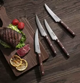 657631981262 UMOGI Steak Knives Set Box Tang Wooden Handle #2